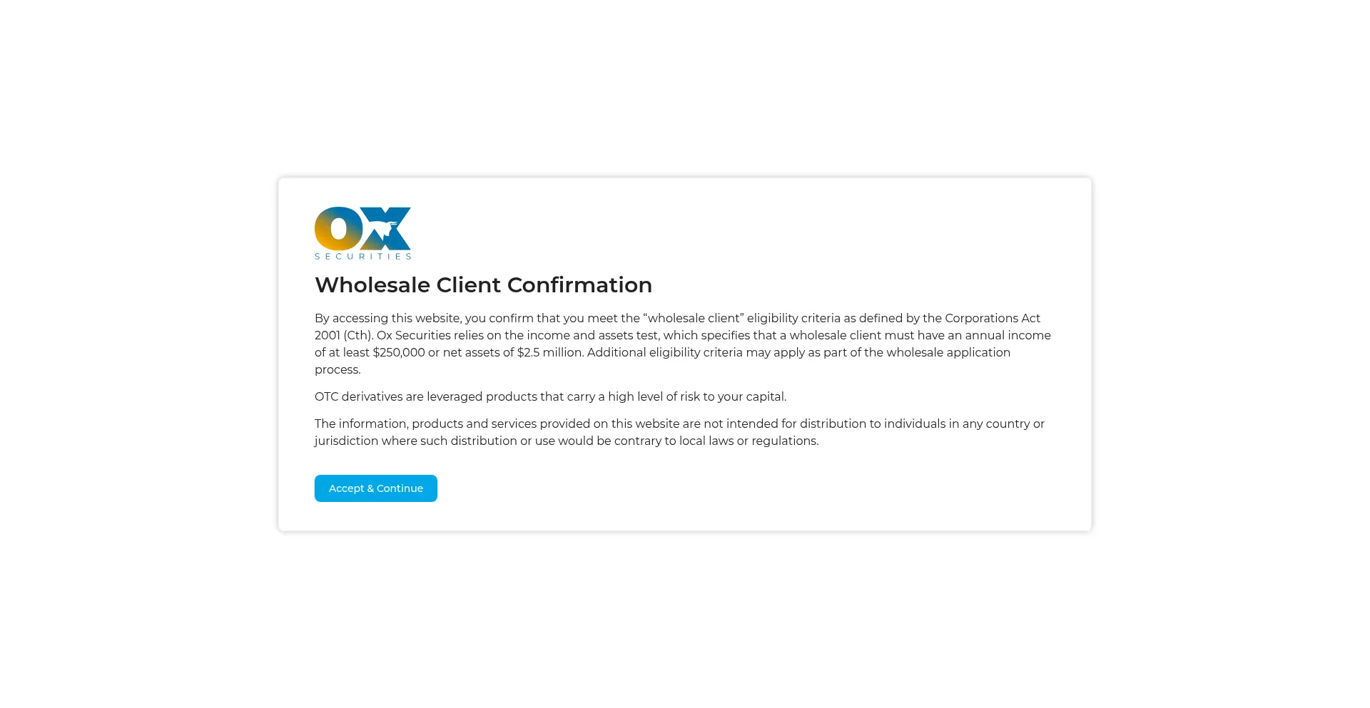 Website screenshot of Oxsecurities.com.au