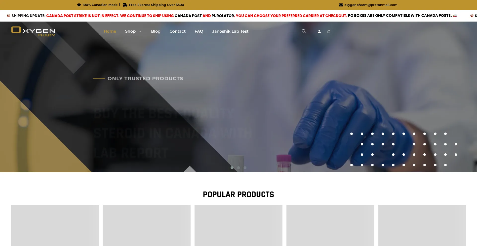 Website screenshot of Oxygenpharmcanada.is