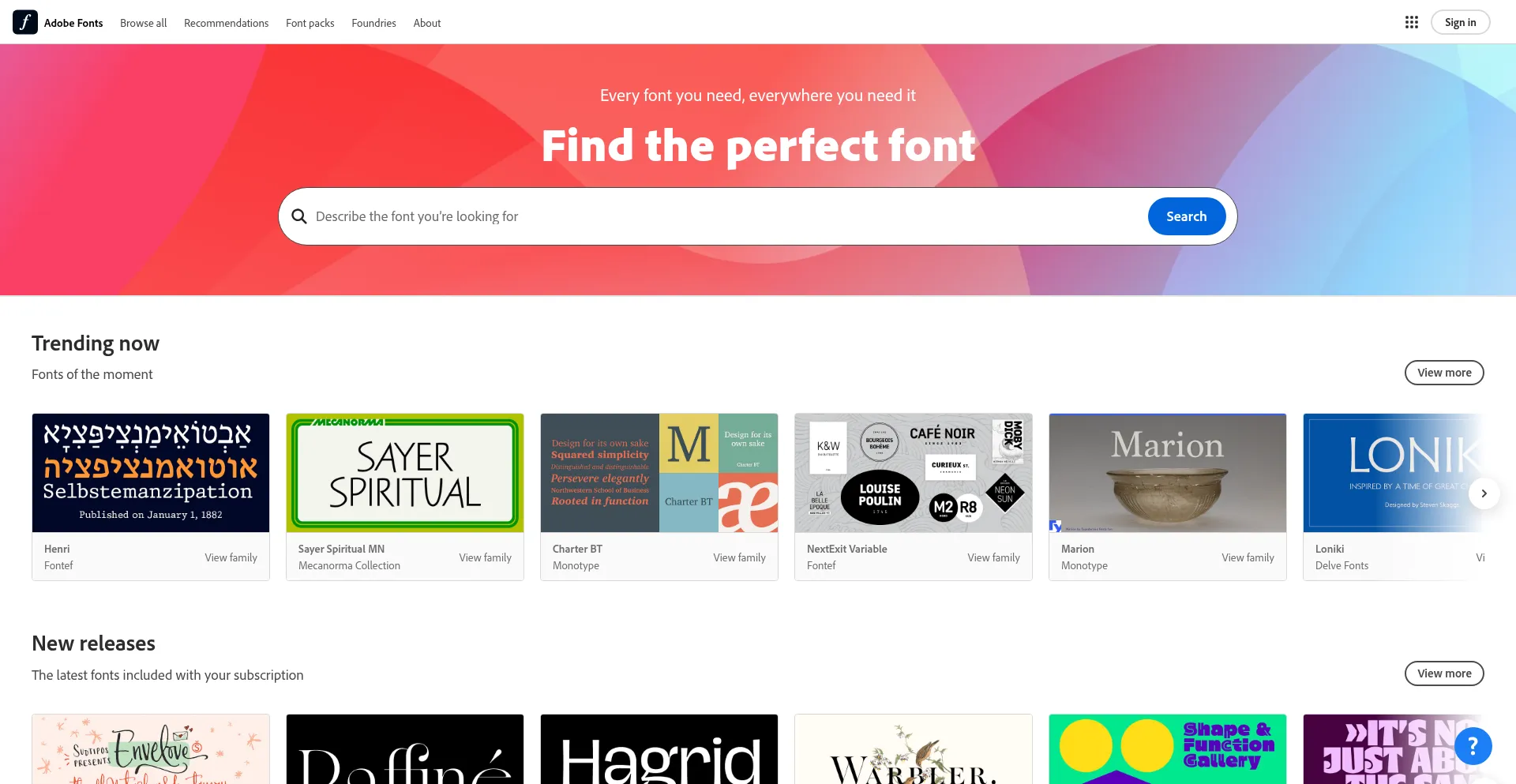 Website screenshot of P.typekit.net