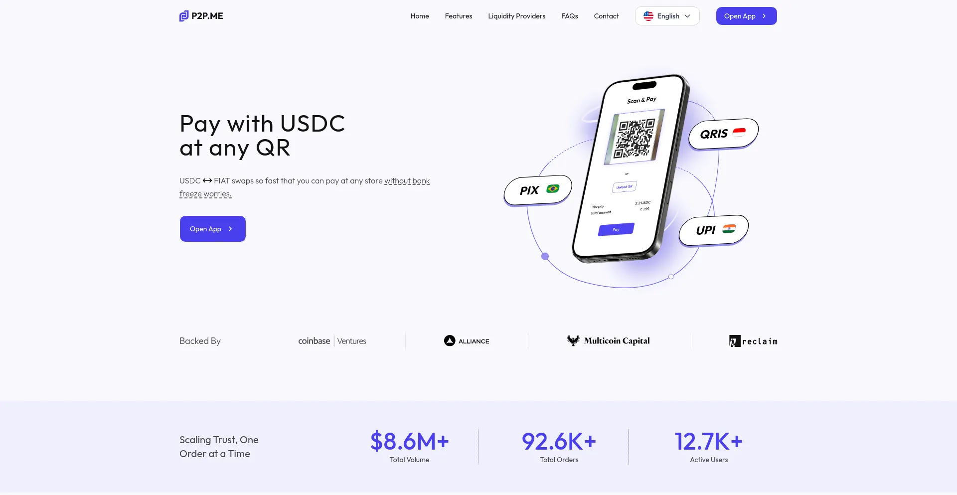 Website screenshot of P2p.me
