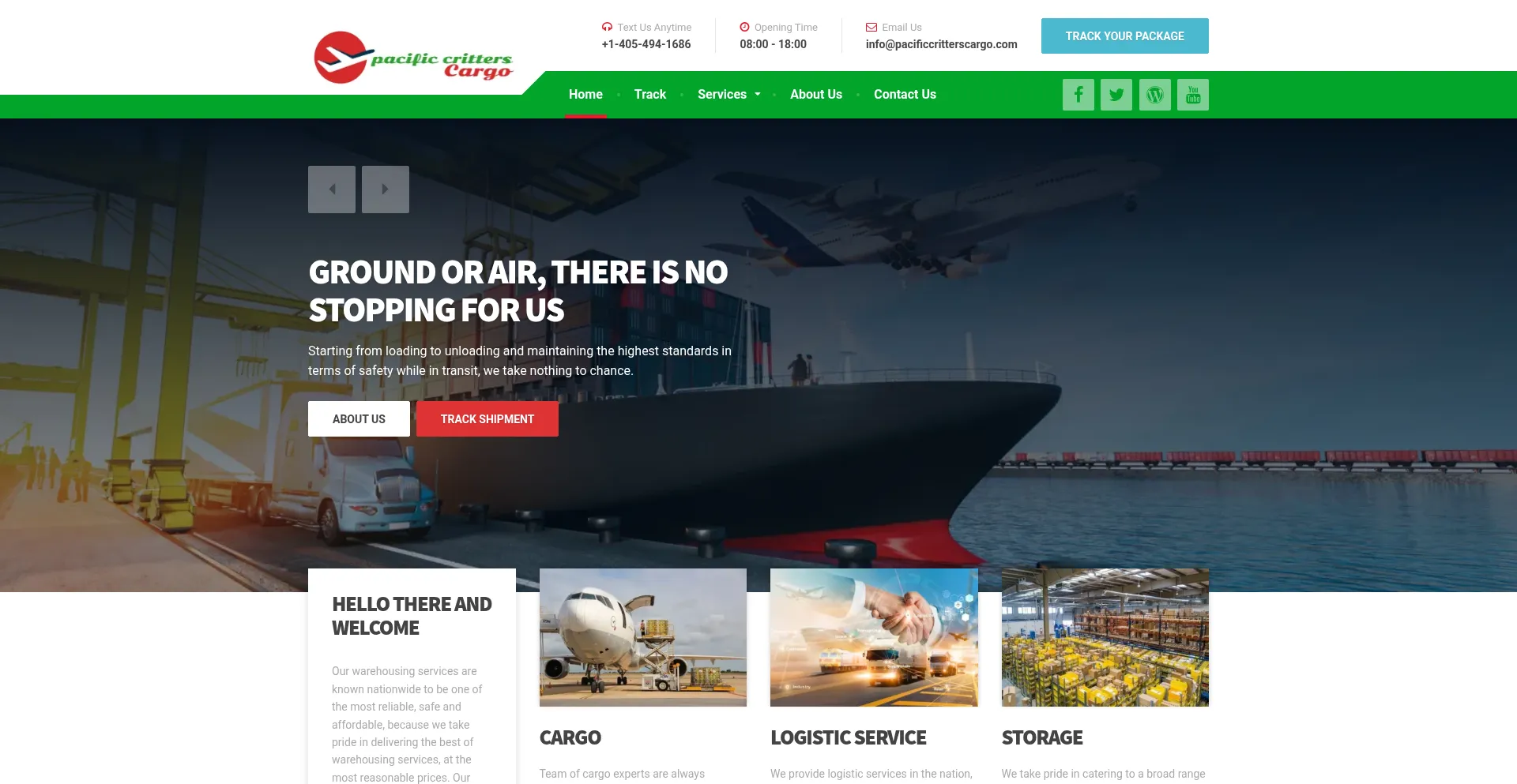 Website screenshot of Pacificcritterscargo.com