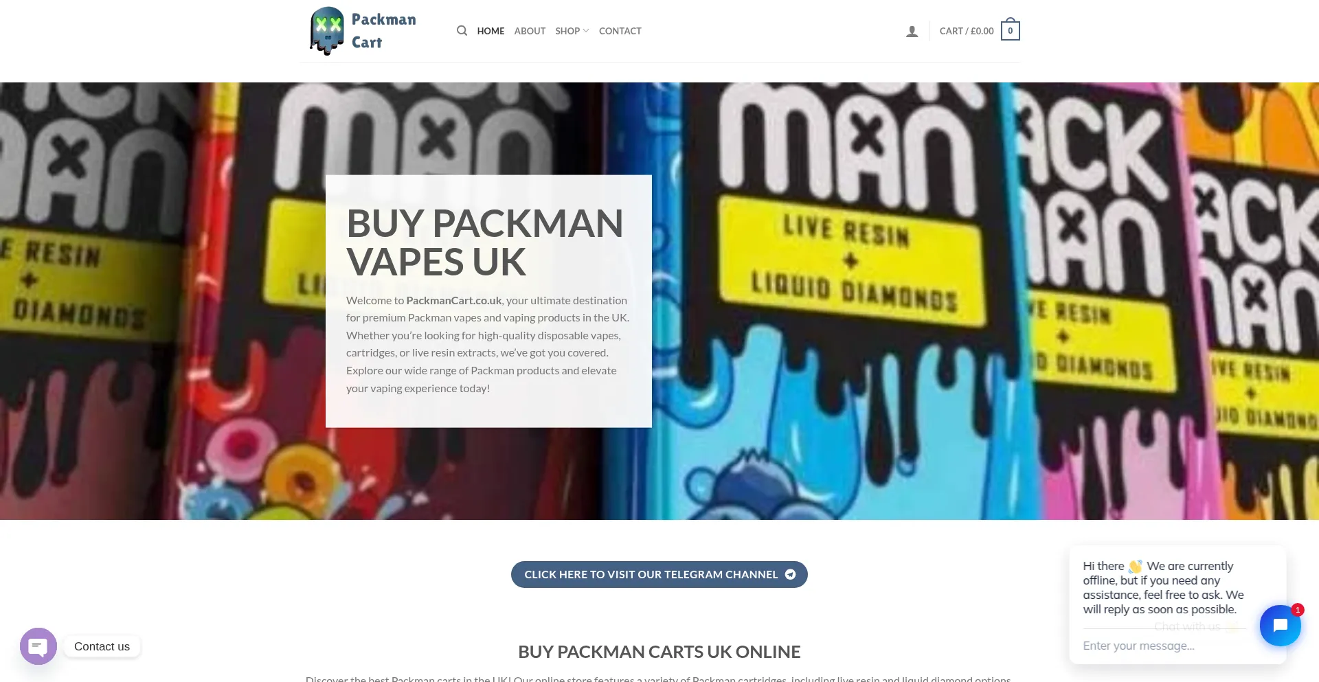 Website screenshot of Packmancart.co.uk