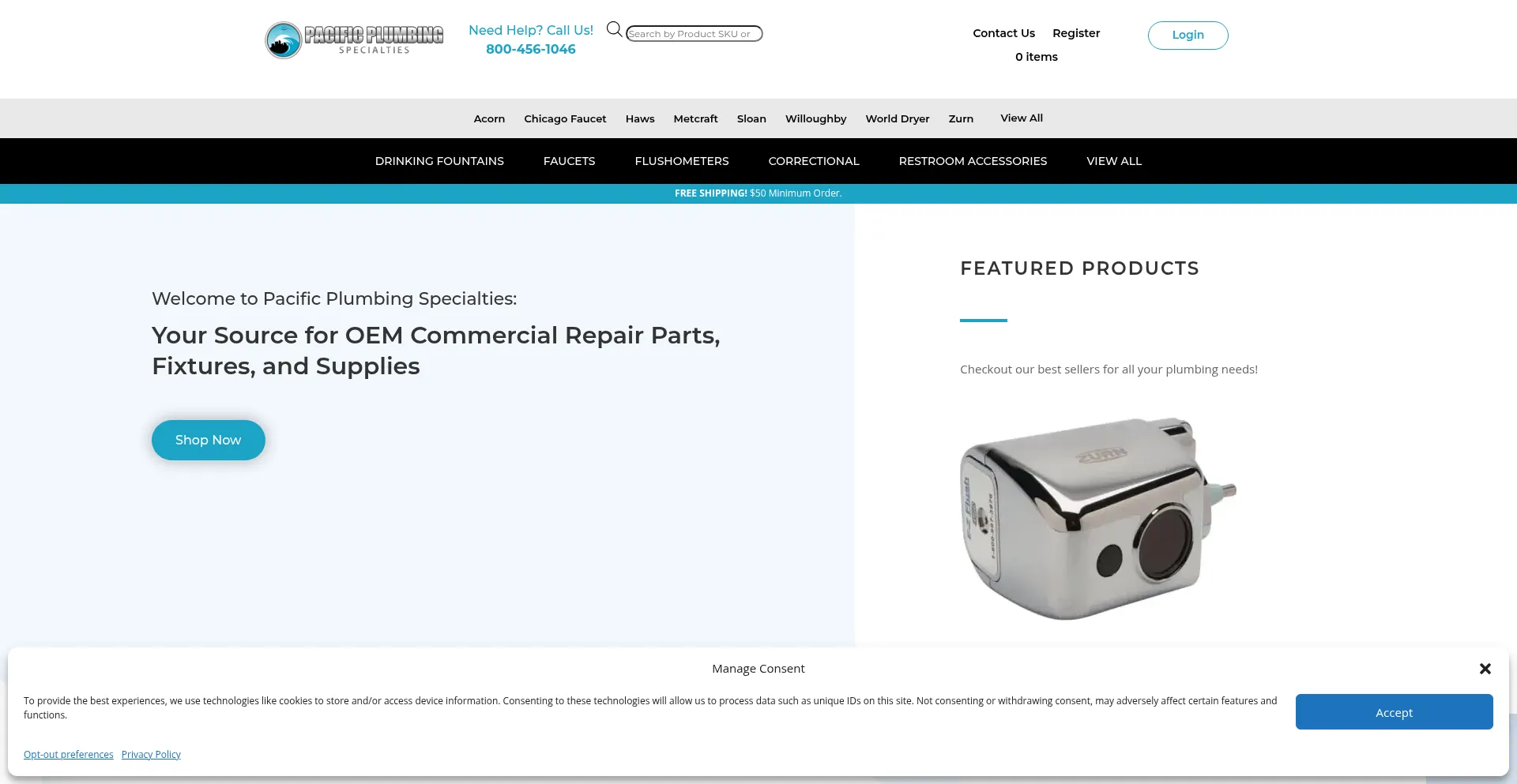Website screenshot of Pacplumbing.com