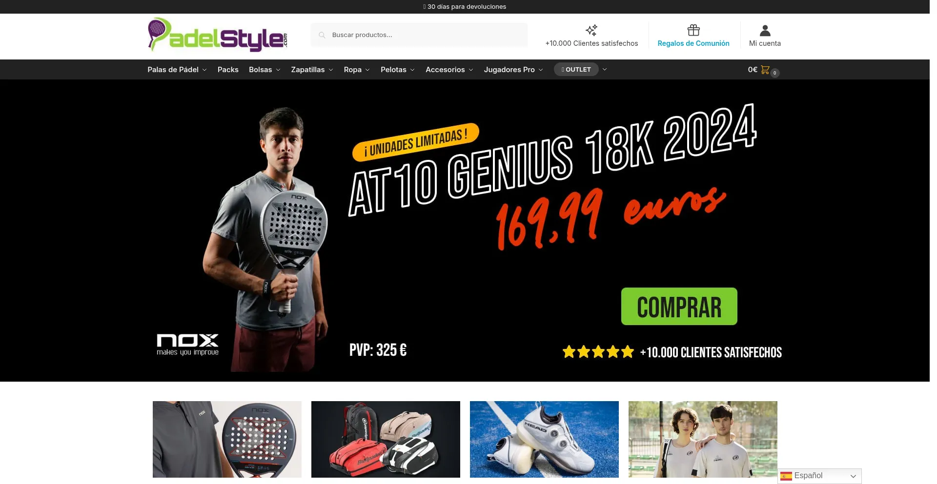 Website screenshot of Padelstyle.com