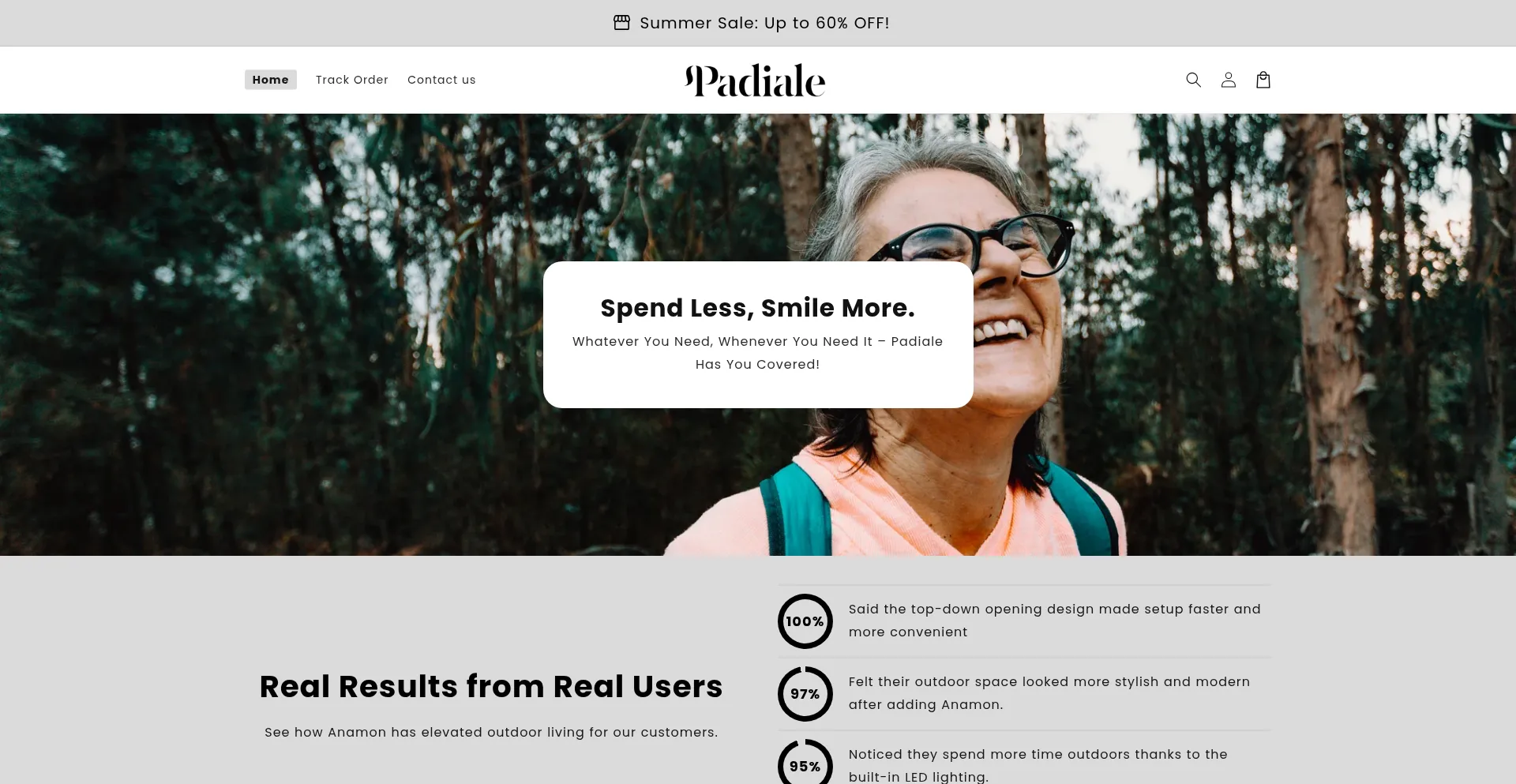 Website screenshot of Padiale.shop