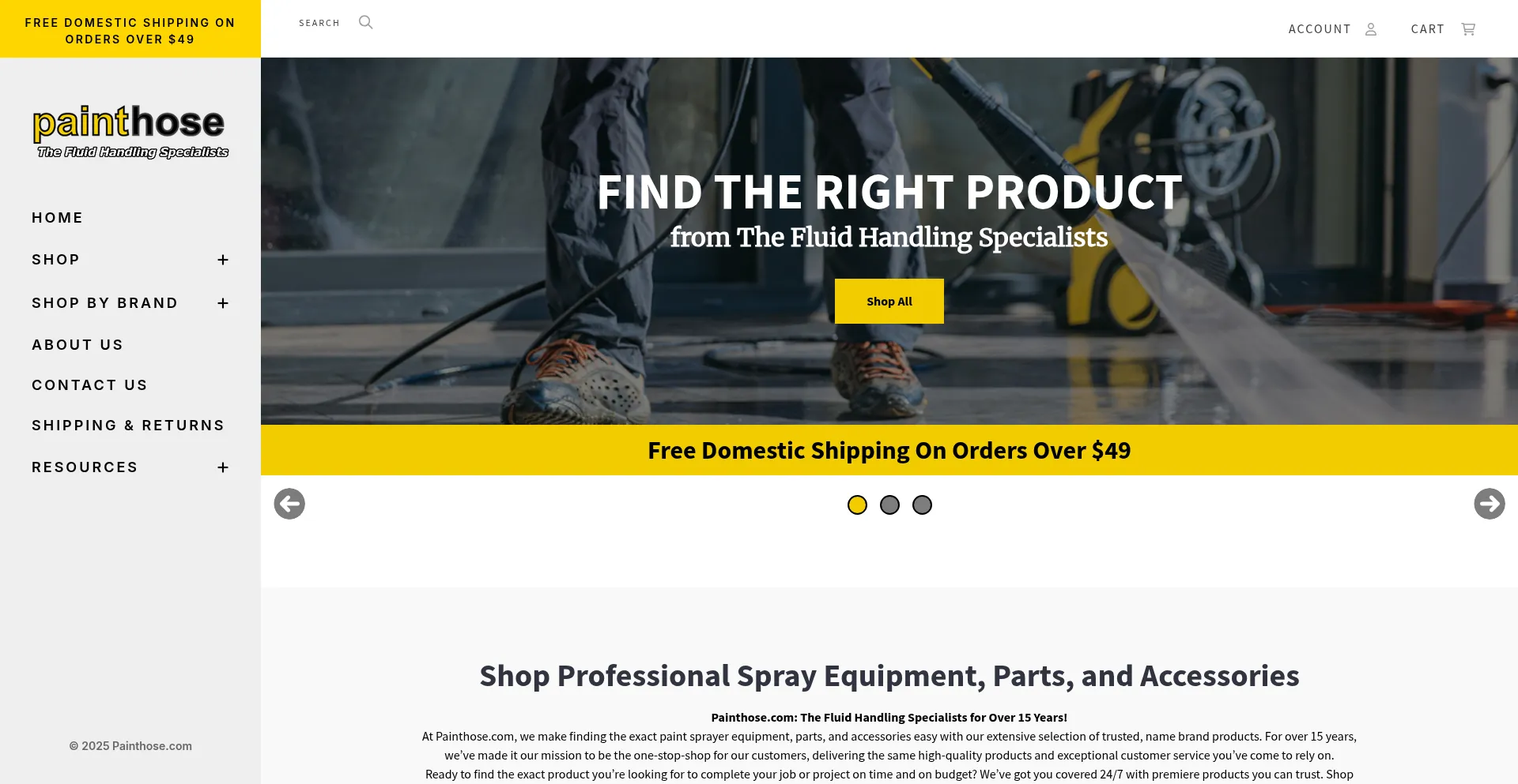 Website screenshot of Painthose.com