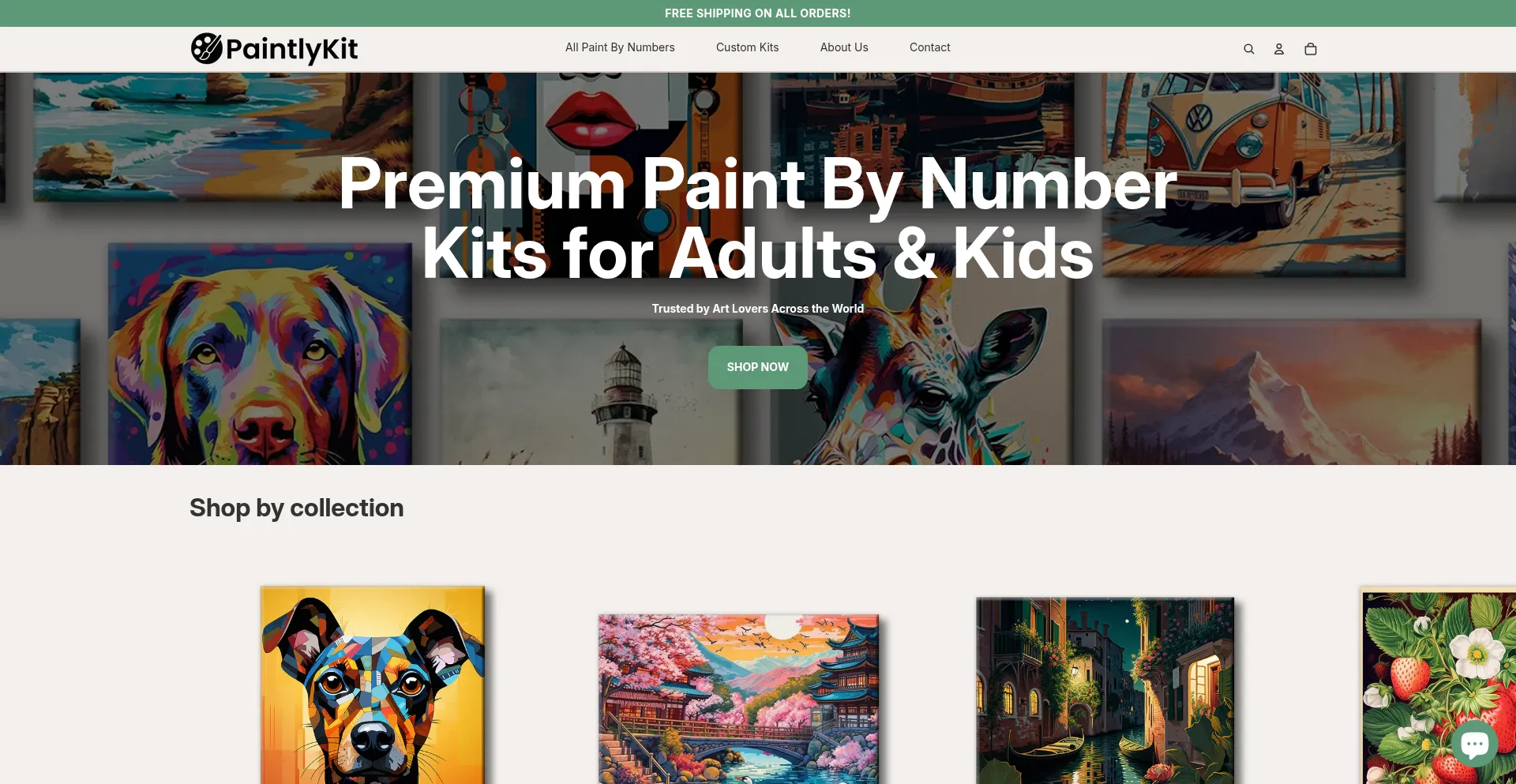 Website screenshot of Paintlykit.com