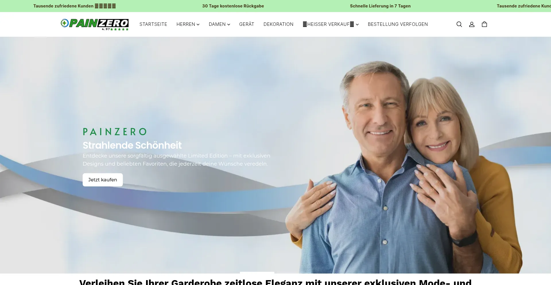 Website screenshot of Painzero.life