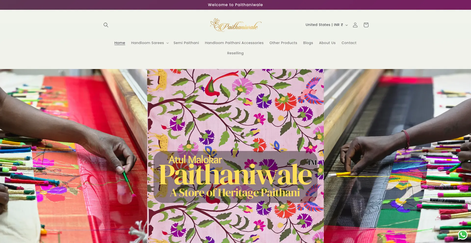 Website screenshot of Paithaniwale.in