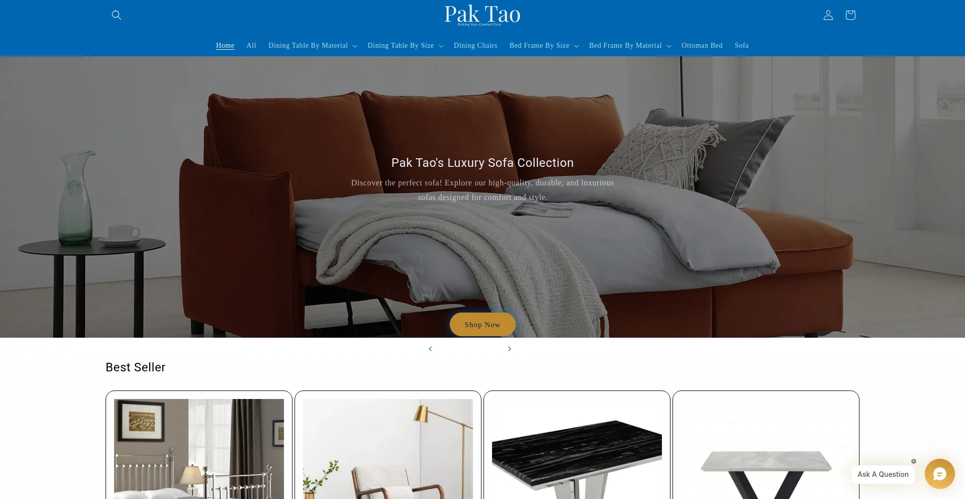 Website screenshot of Paktao.co.uk