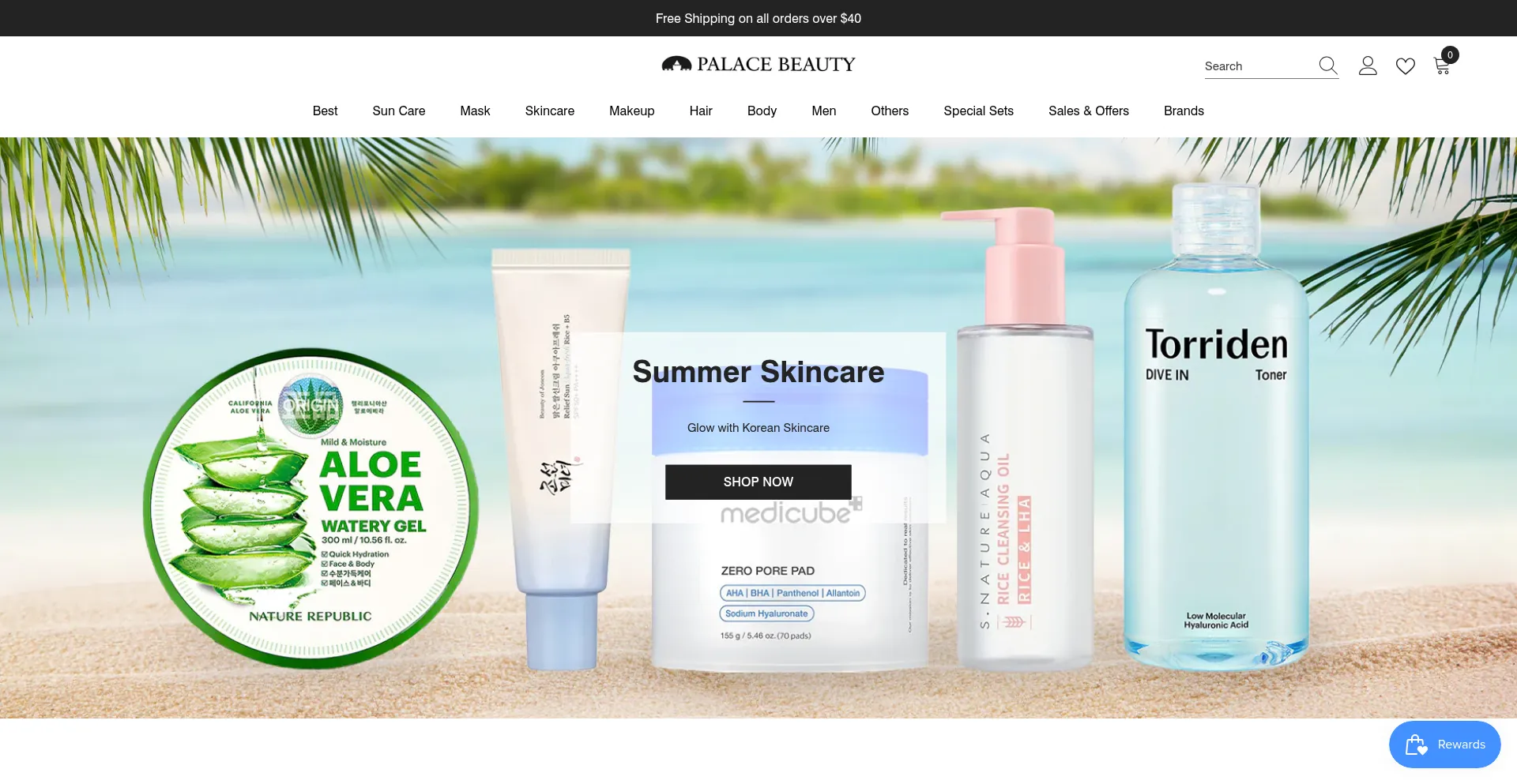 Website screenshot of Palacebeauty.com