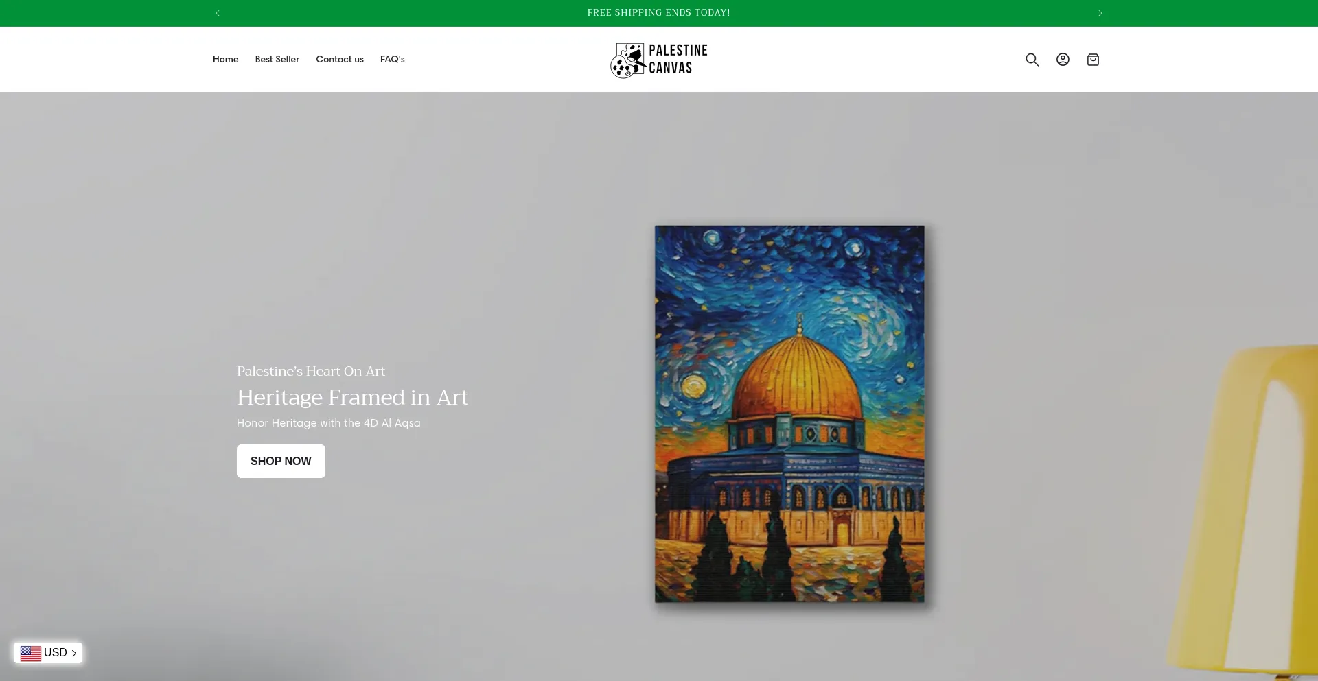 Website screenshot of Palestinecanvas.com