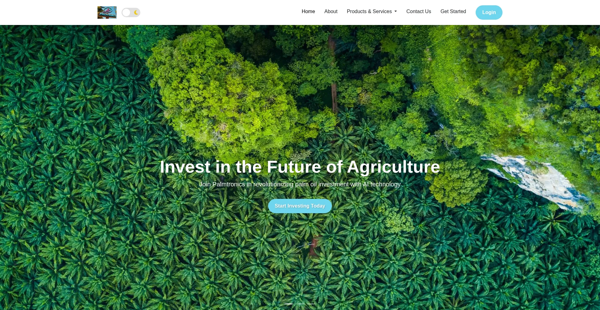 Website screenshot of Palmtronicfarms.com
