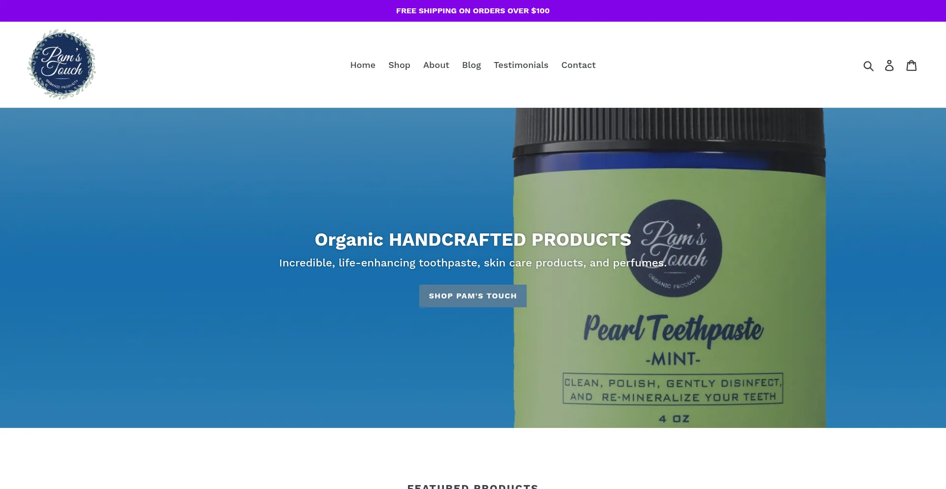 Website screenshot of Pamstouch.net