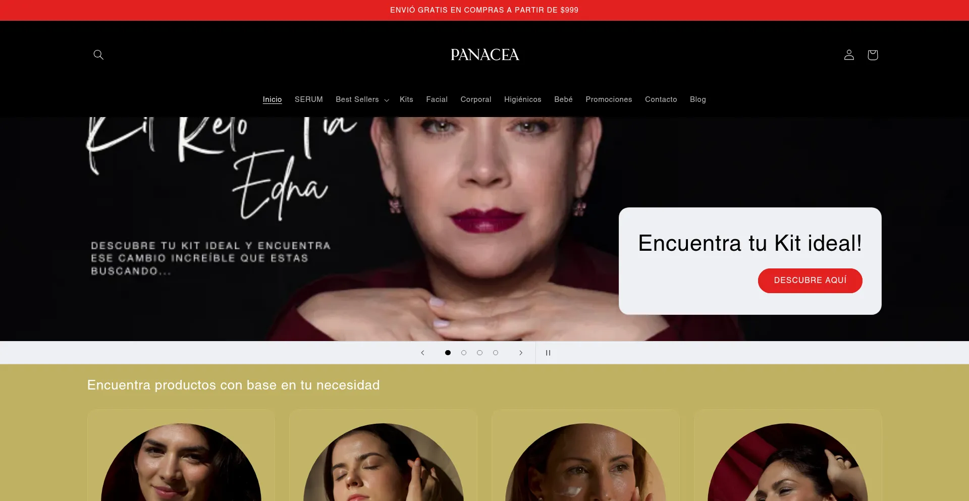 Website screenshot of Panacea-cosmeticos.com