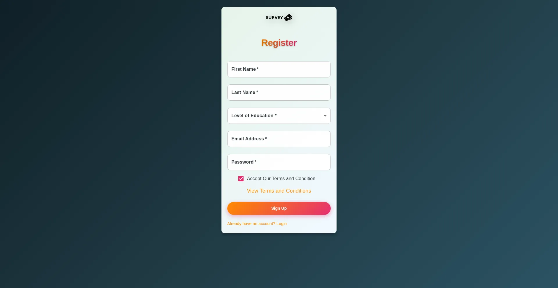 Website screenshot of Panel.earnsurveyjob.com