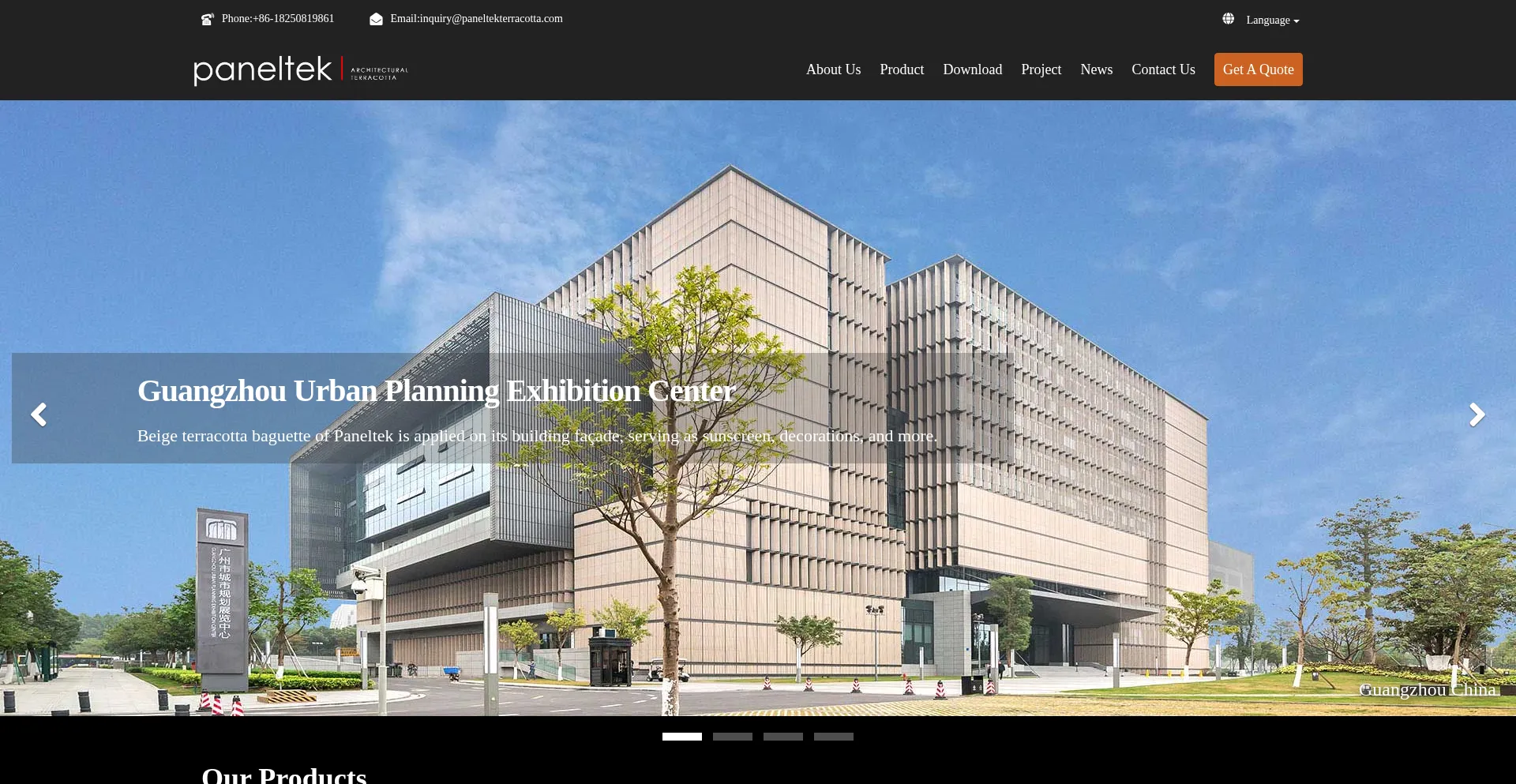 Website screenshot of Paneltekterracotta.com