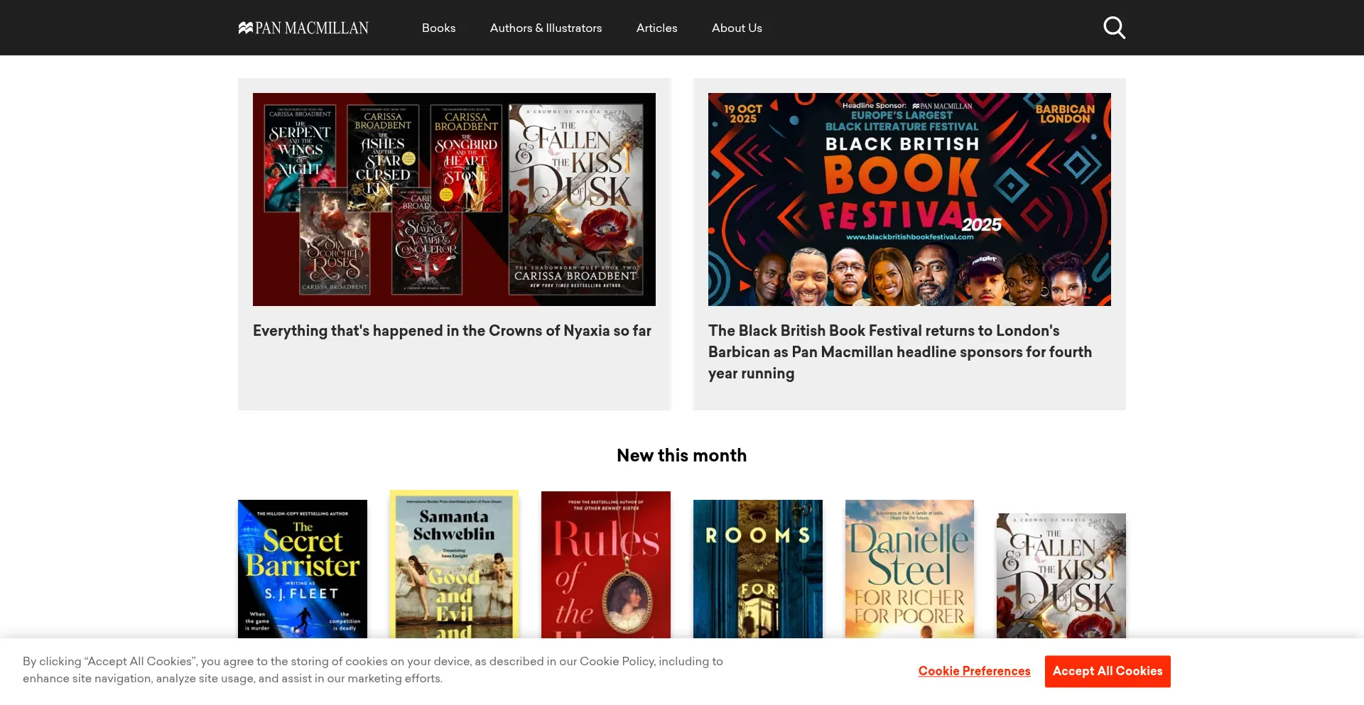Website screenshot of Panmacmillan.com