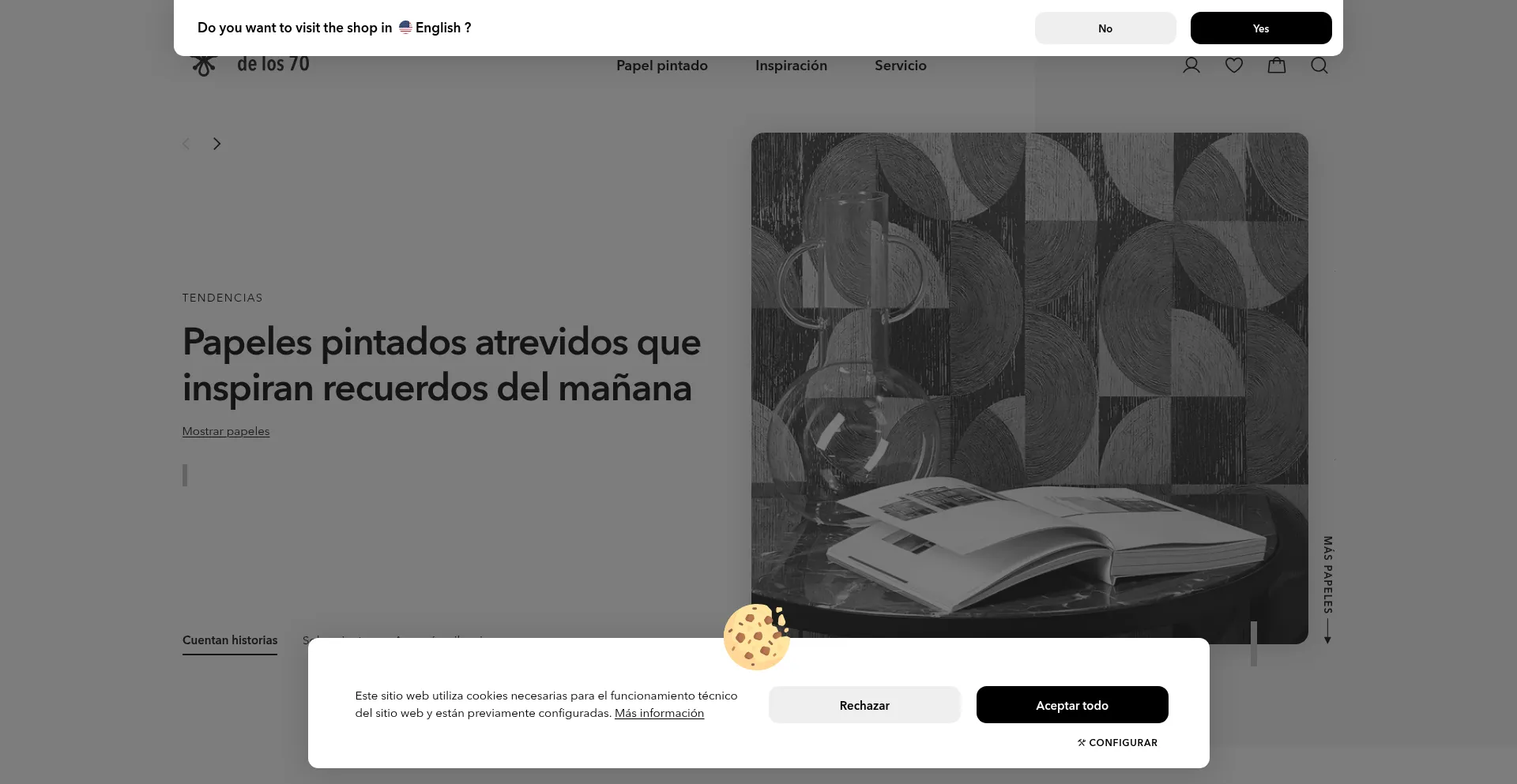 Website screenshot of Papelesdelos70.com