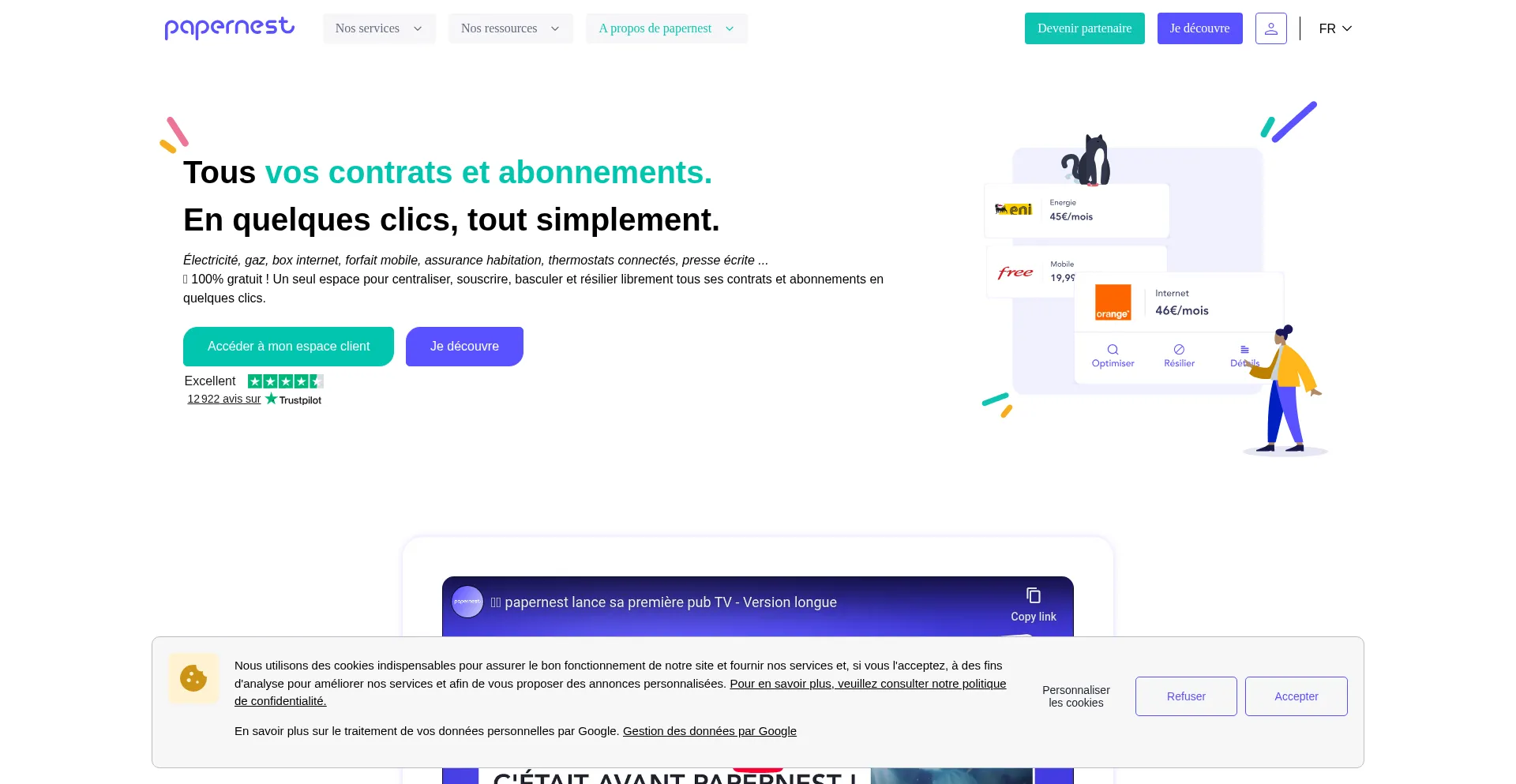 Website screenshot of Papernest.com