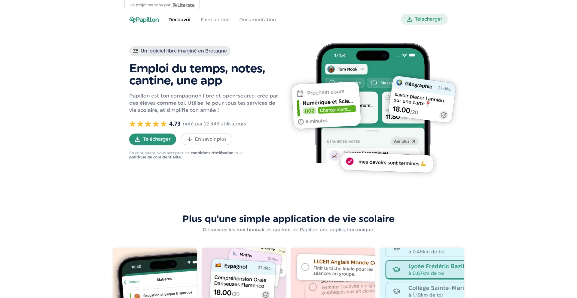 Website screenshot of Papillon.bzh