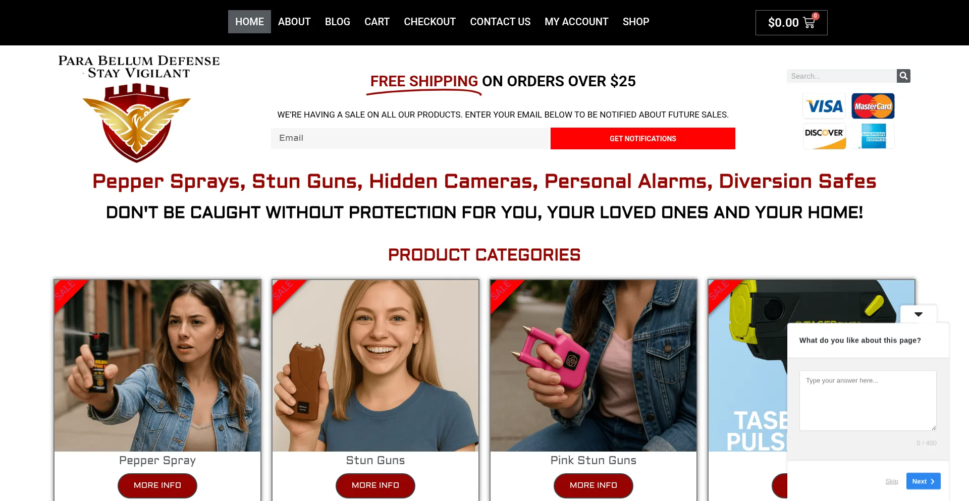 Website screenshot of Parabellumdefense.com