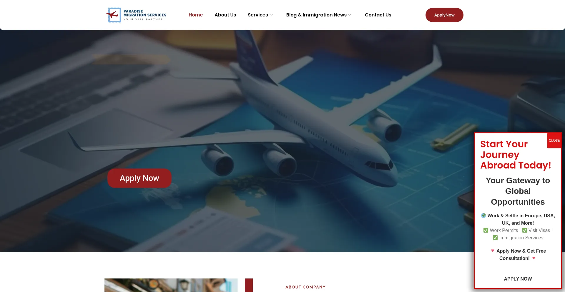 Website screenshot of Paradisemigration.com