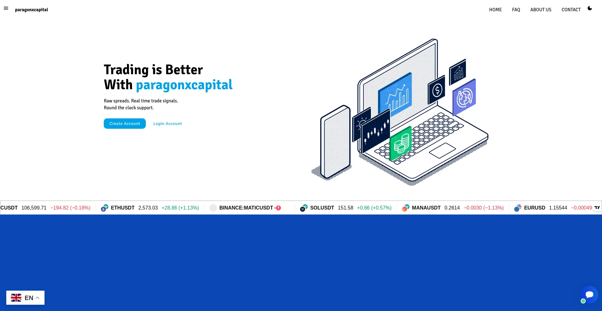 Website screenshot of Paragonxcapital.live