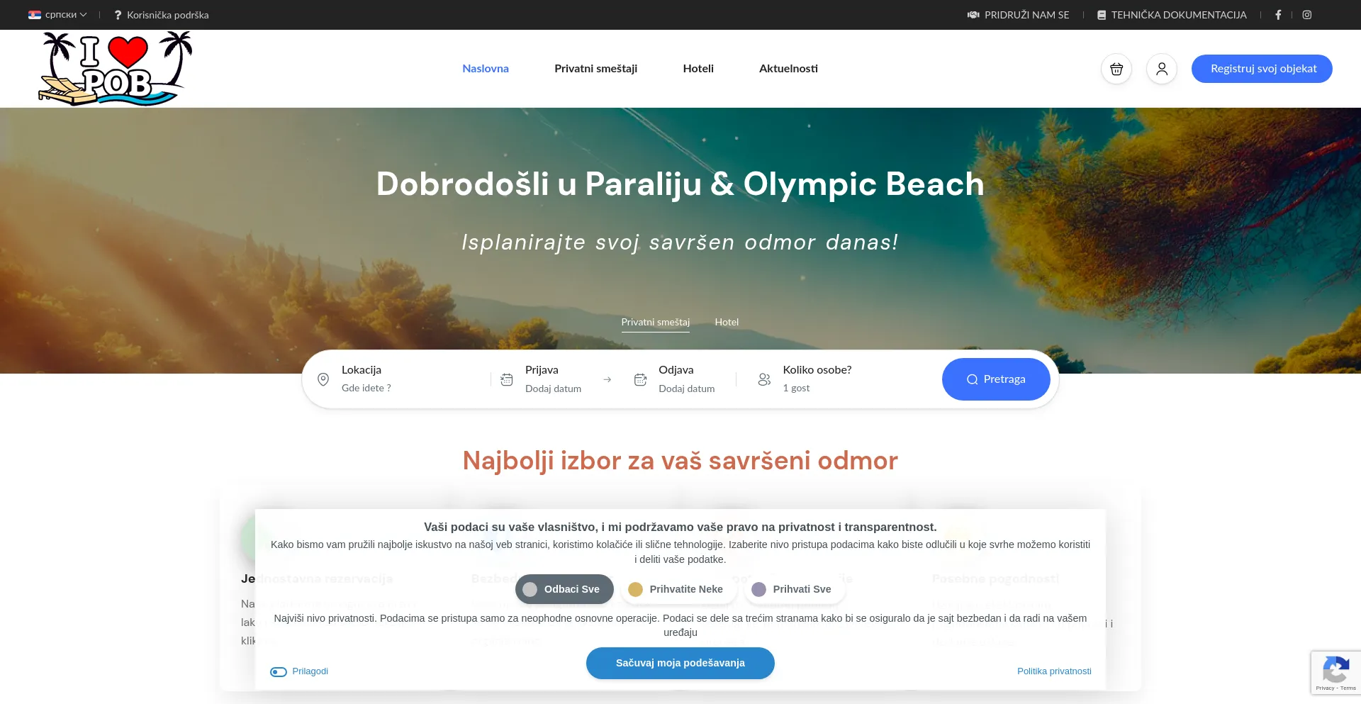Website screenshot of Paralia-olympicbeach.com