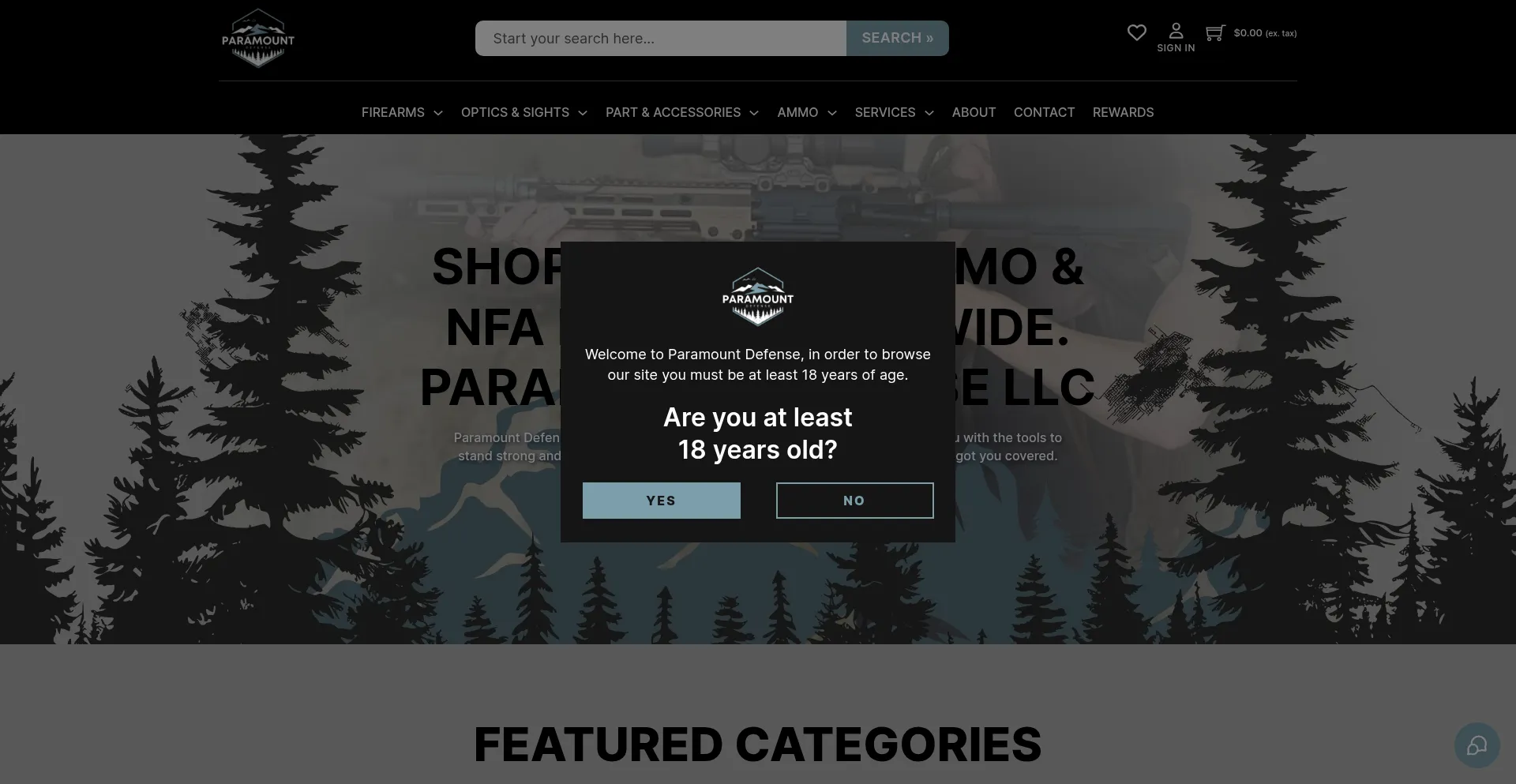 Website screenshot of Paramountdefensellc.com