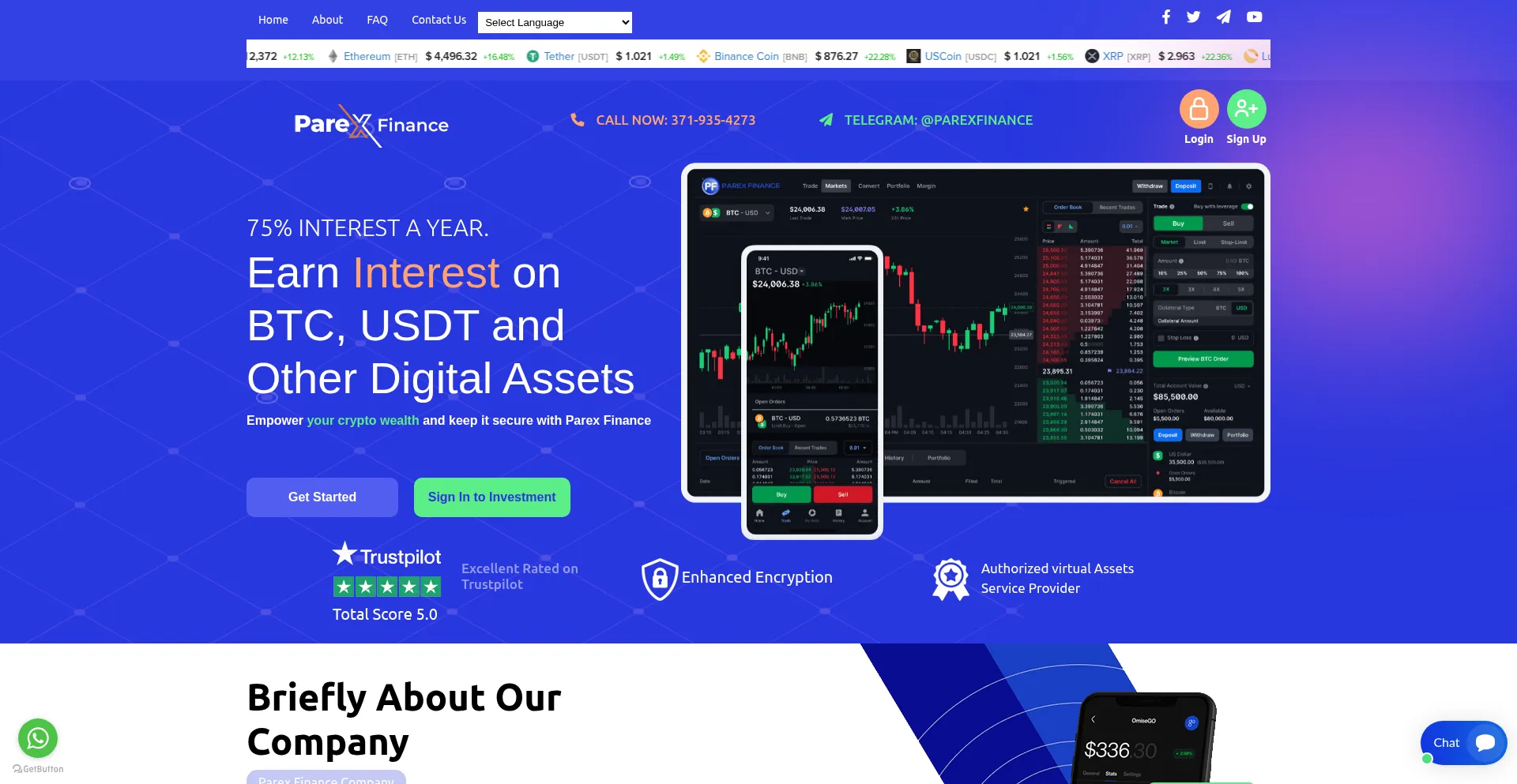 Website screenshot of Parexfinance.com