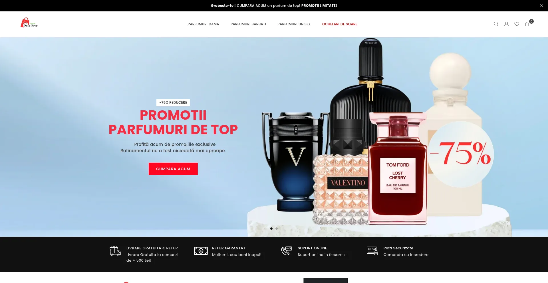Website screenshot of Parfumdutyfree.com