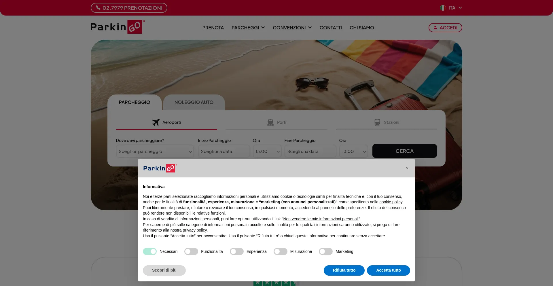Website screenshot of Parkingo.com