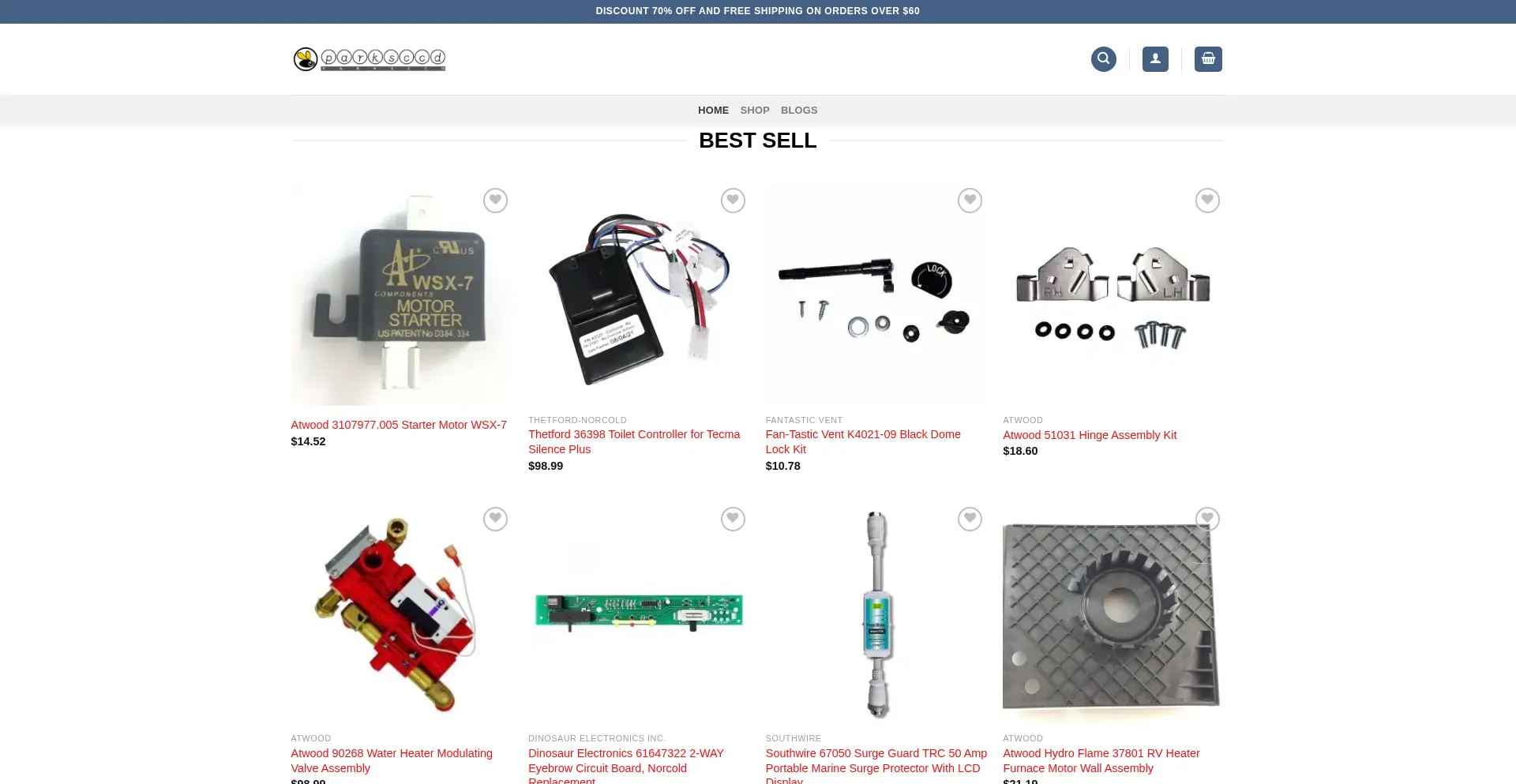 Website screenshot of Parksccd.shop