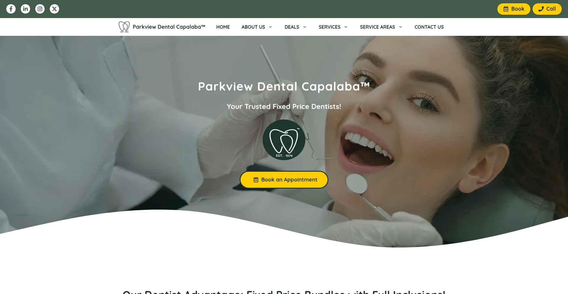 Website screenshot of Parkviewdental.au