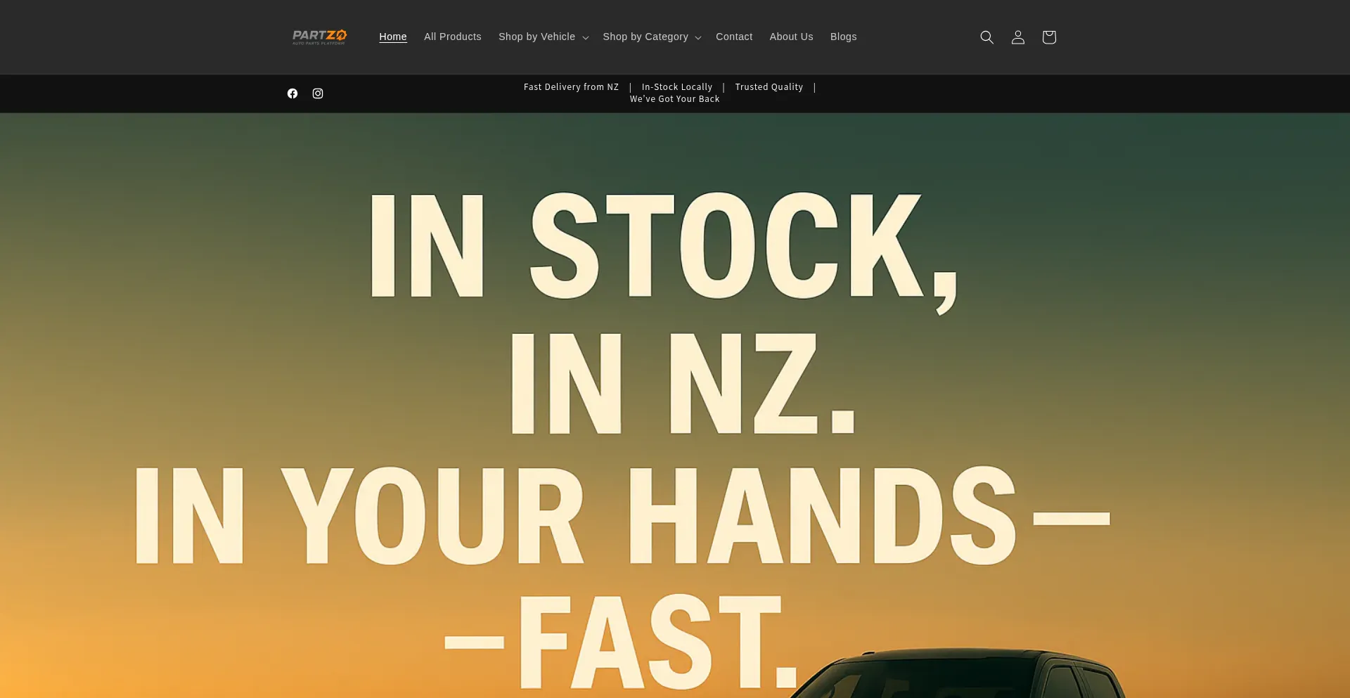Website screenshot of Partzo.co.nz