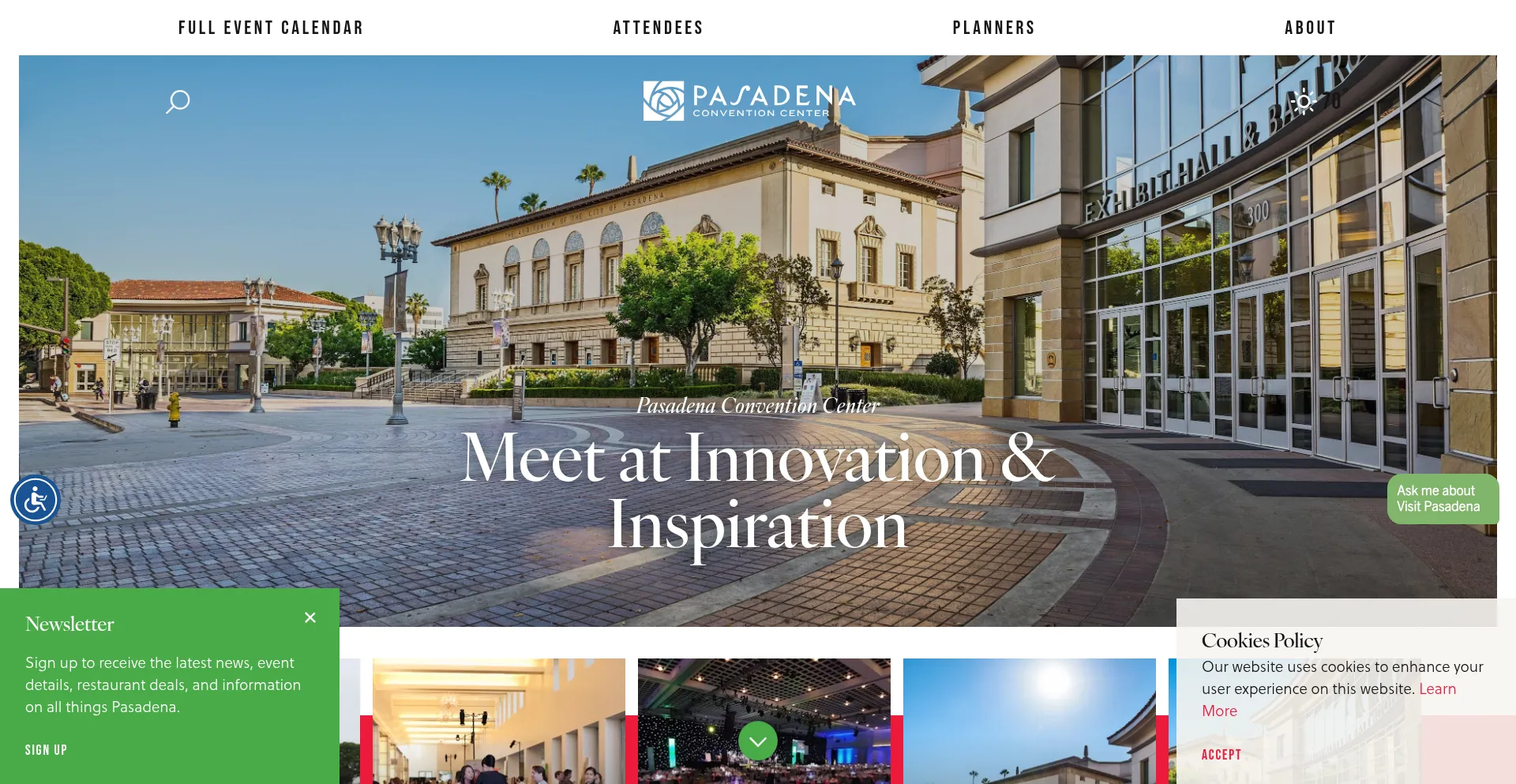 Website screenshot of Pasadenacenter.com