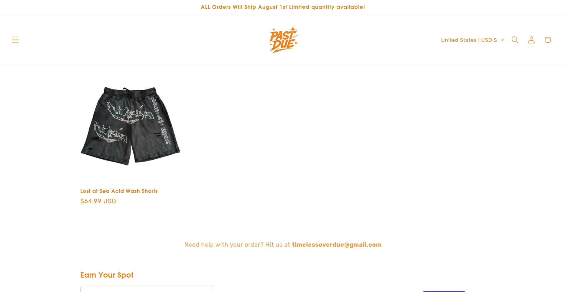 Website screenshot of Pastdueclothing.com