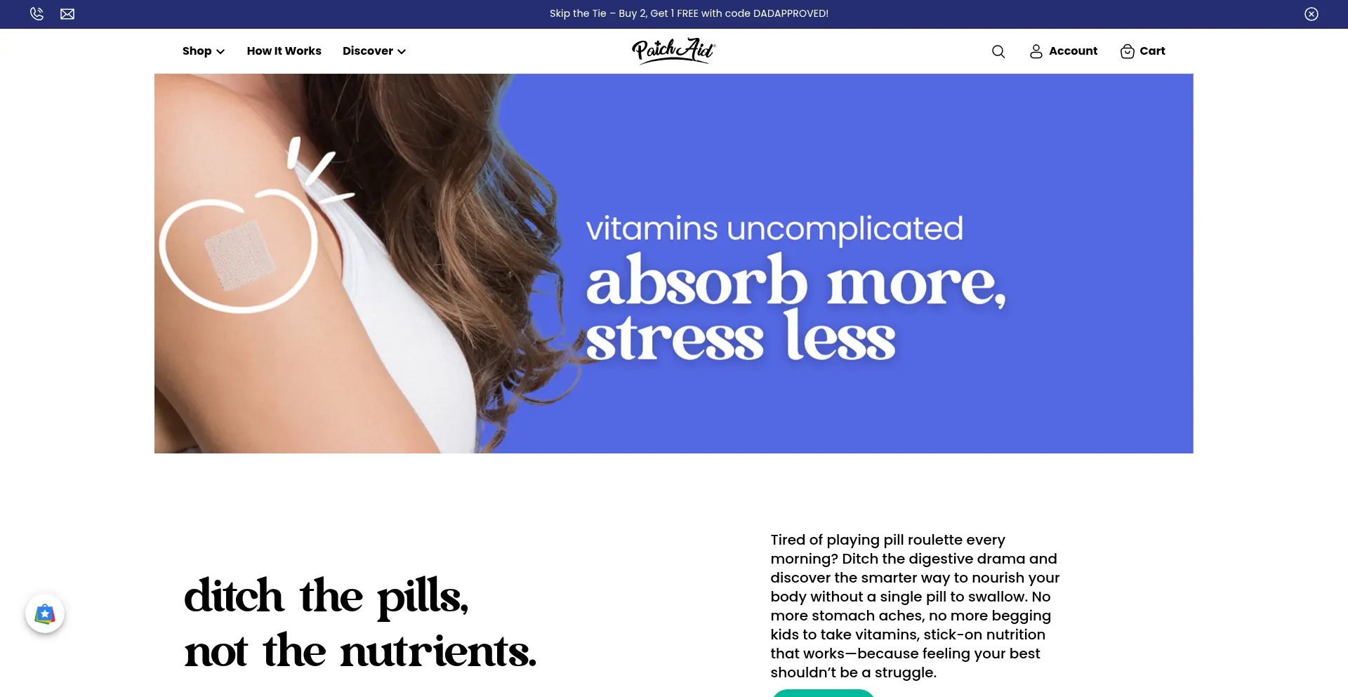 Website screenshot of Patchaid.com