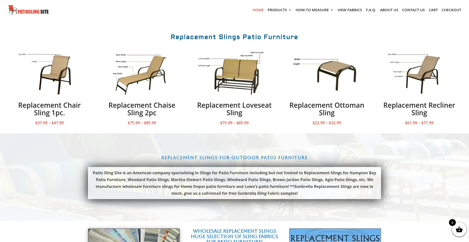 Website screenshot of Patioslingsite.com
