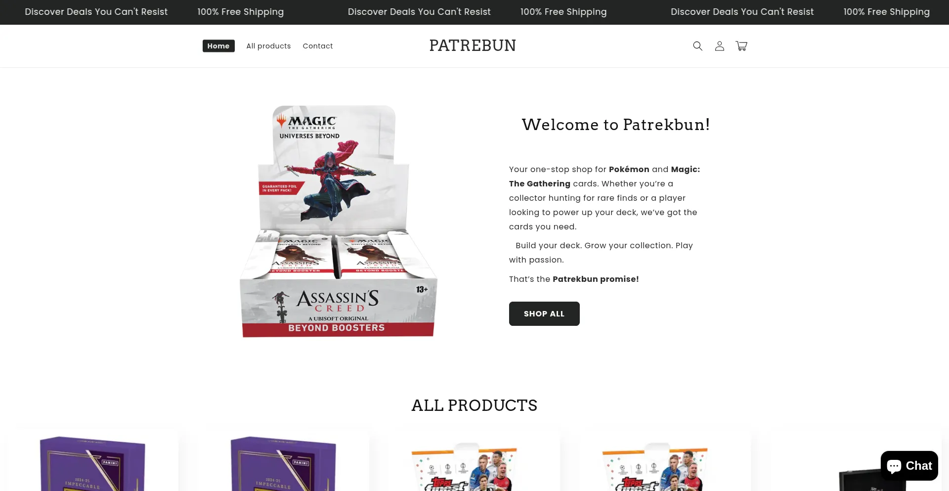 Website screenshot of Patrebun.shop