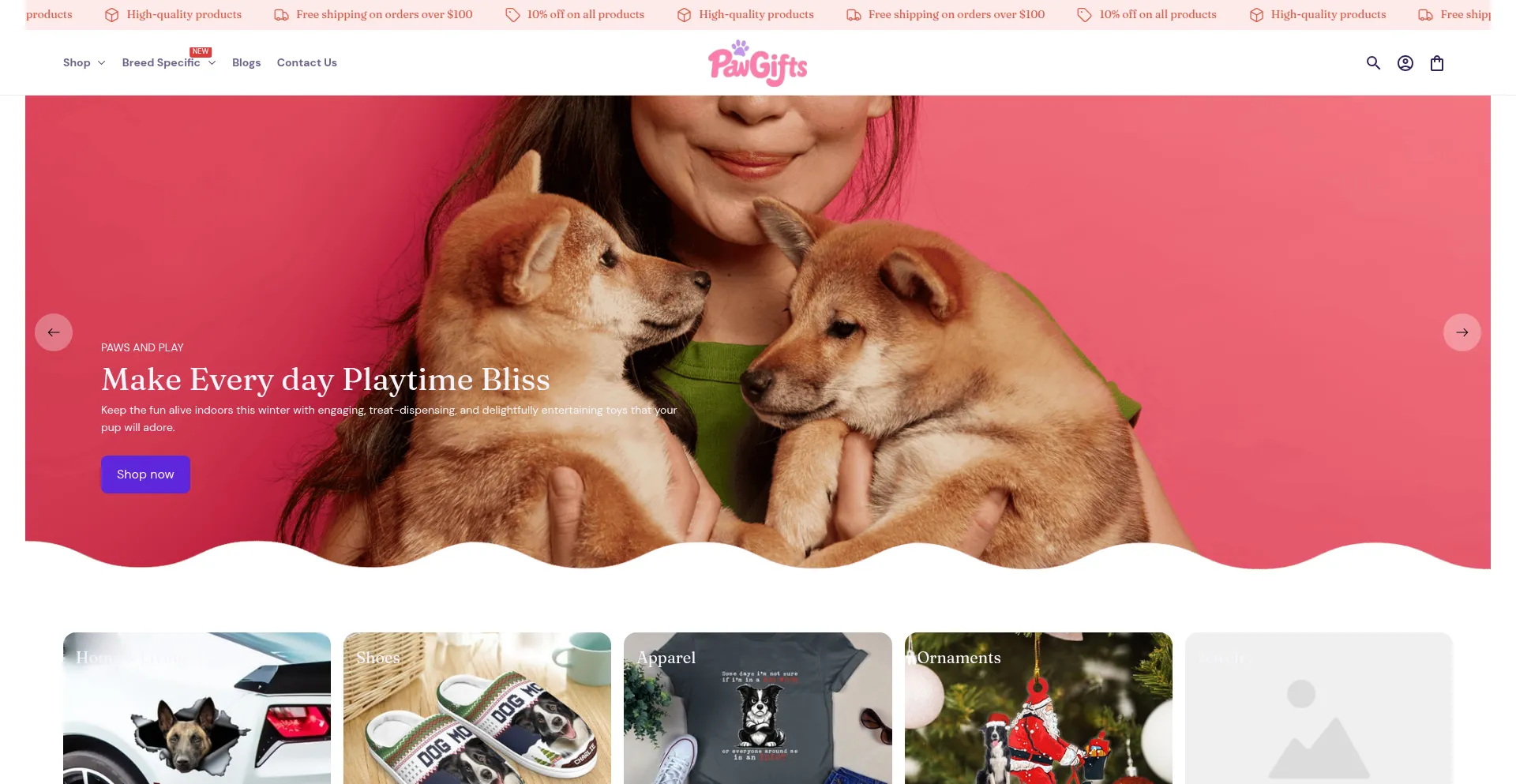 Website screenshot of Pawgft.com