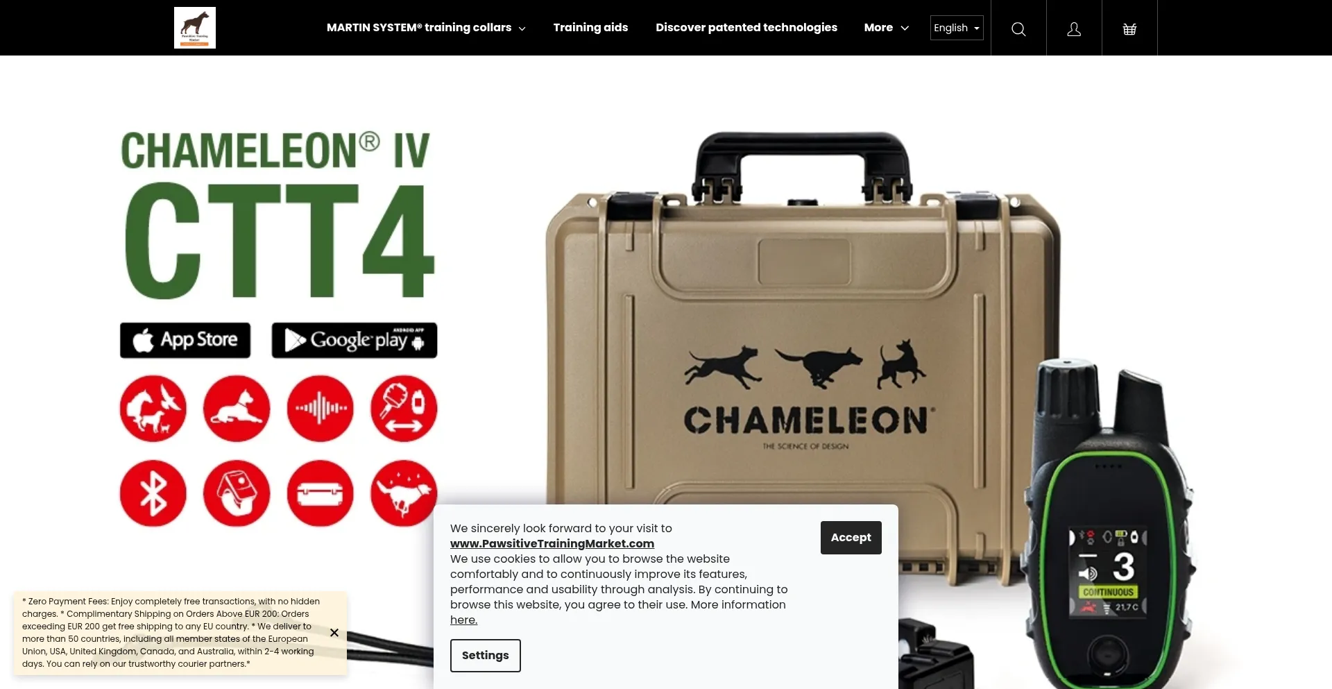 Website screenshot of Pawsitivetrainingmarket.com