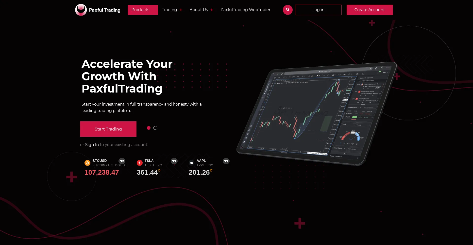 Website screenshot of Paxfulprotrade.com