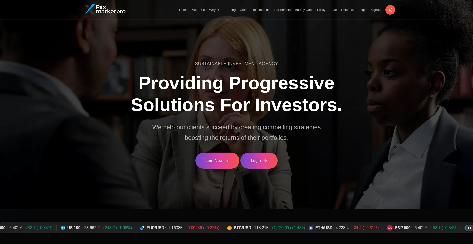 Website screenshot of Paxmarketpro.com