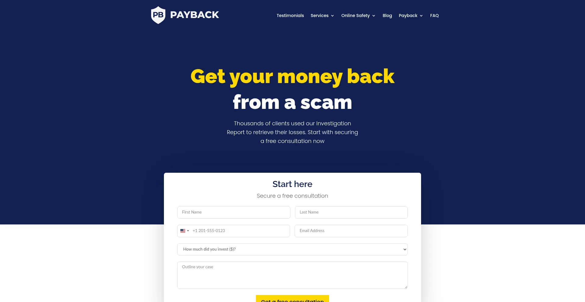 Website screenshot of Paybackllc.com