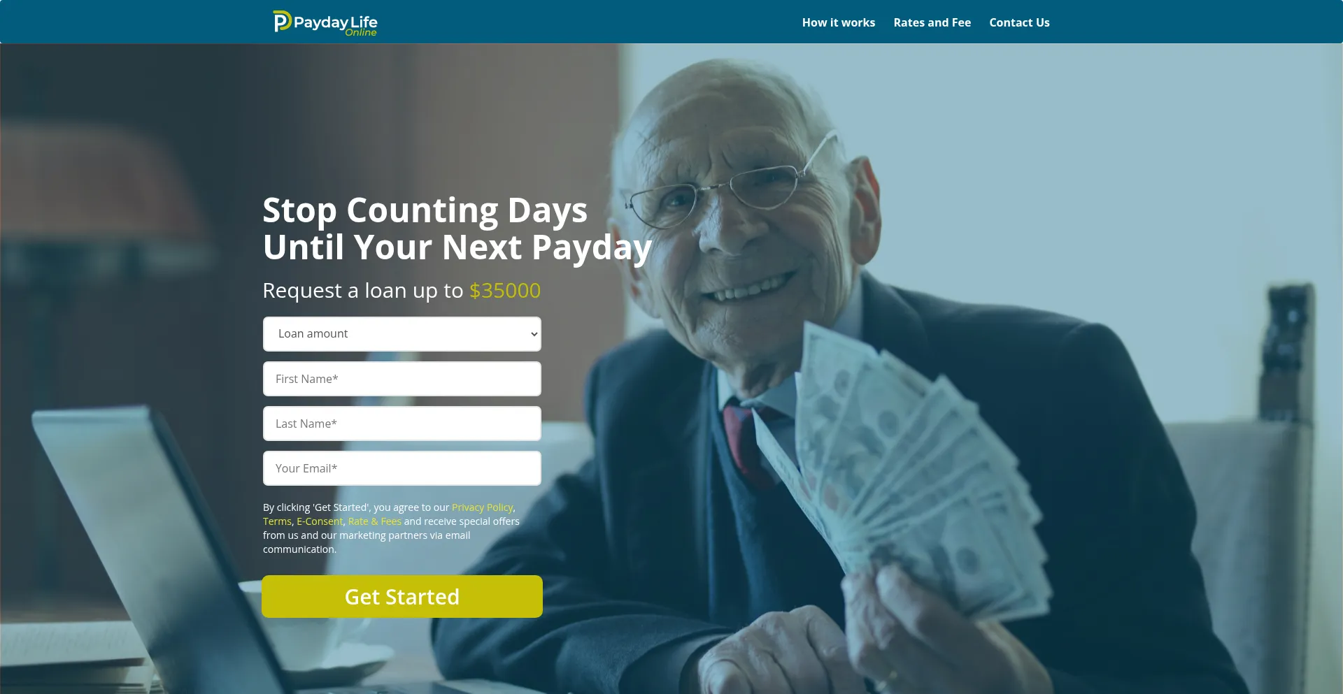 Website screenshot of Paydaylifeonline.com