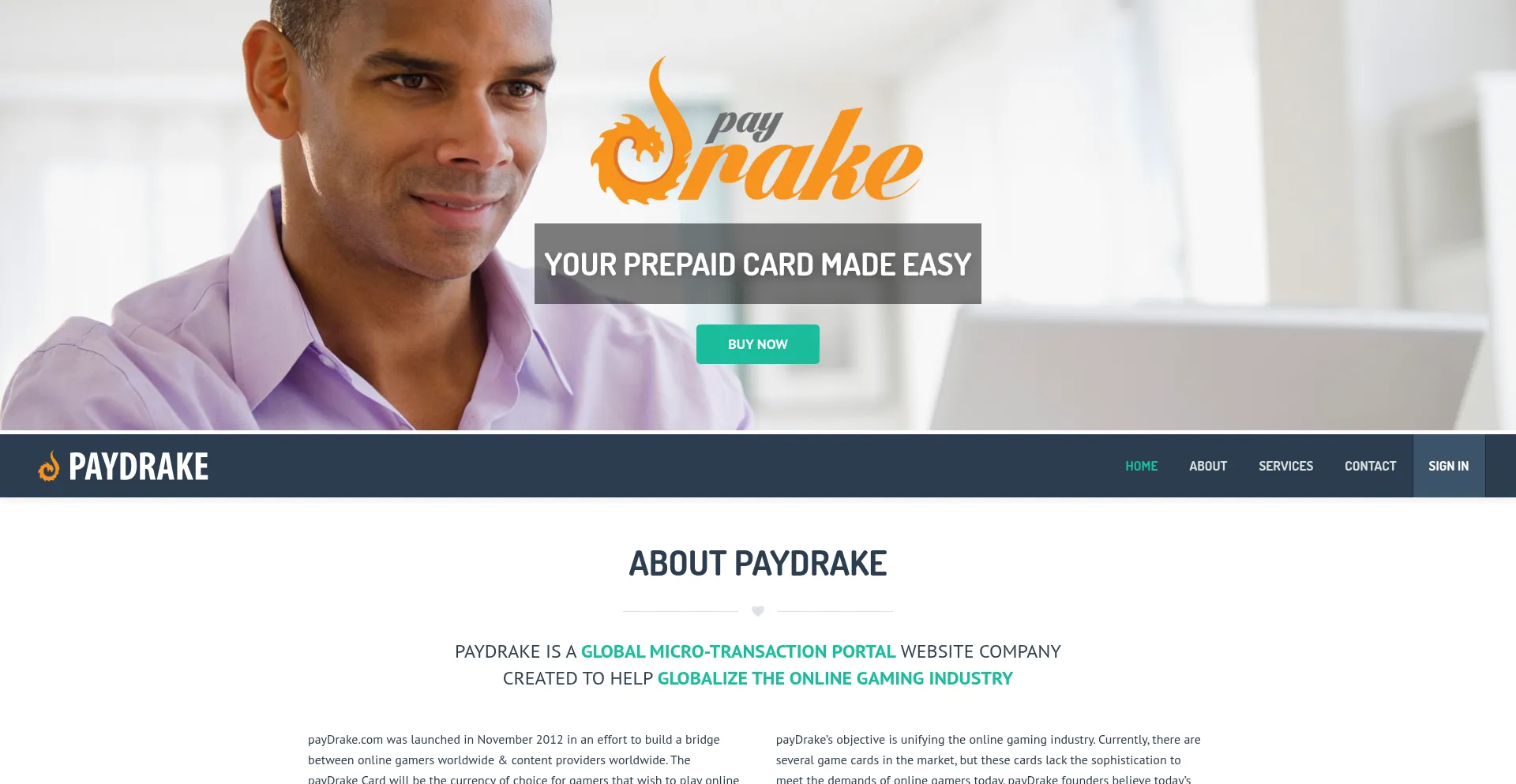 Website screenshot of Paydrake.com