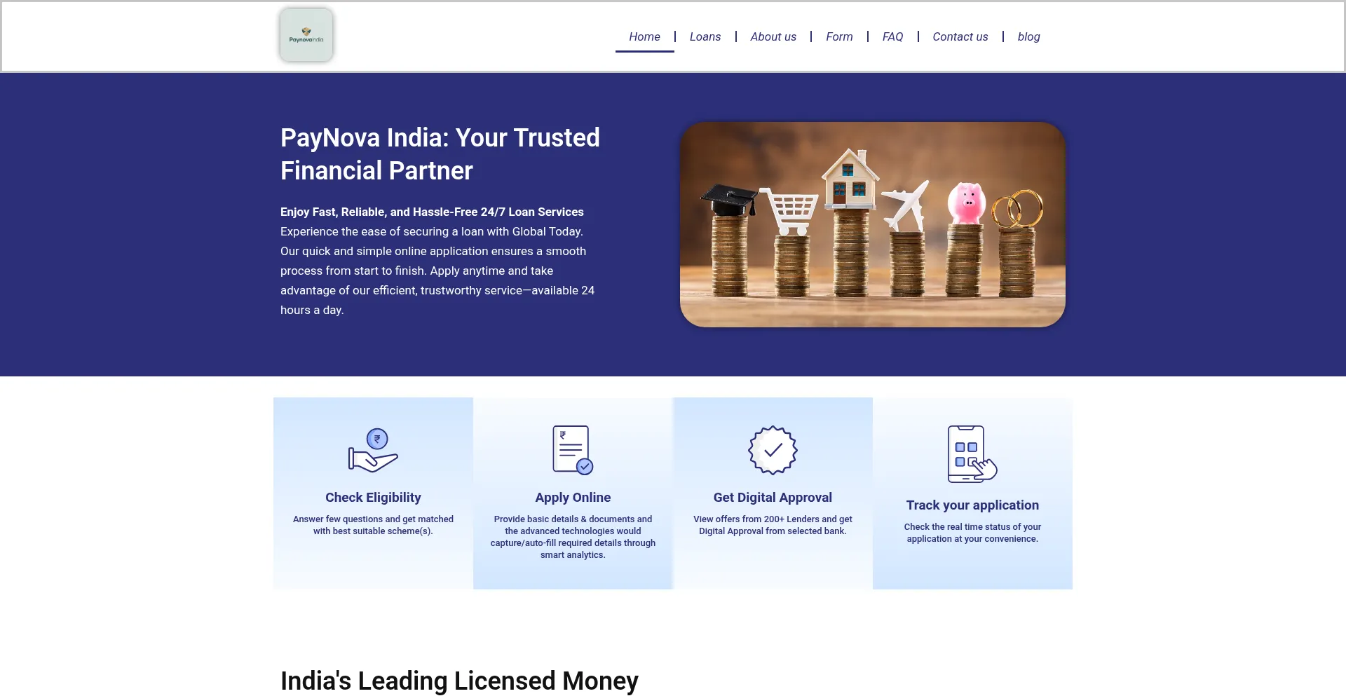 Website screenshot of Paynovaindia.com