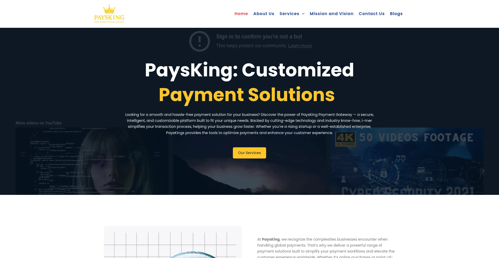 Website screenshot of Paysking.com